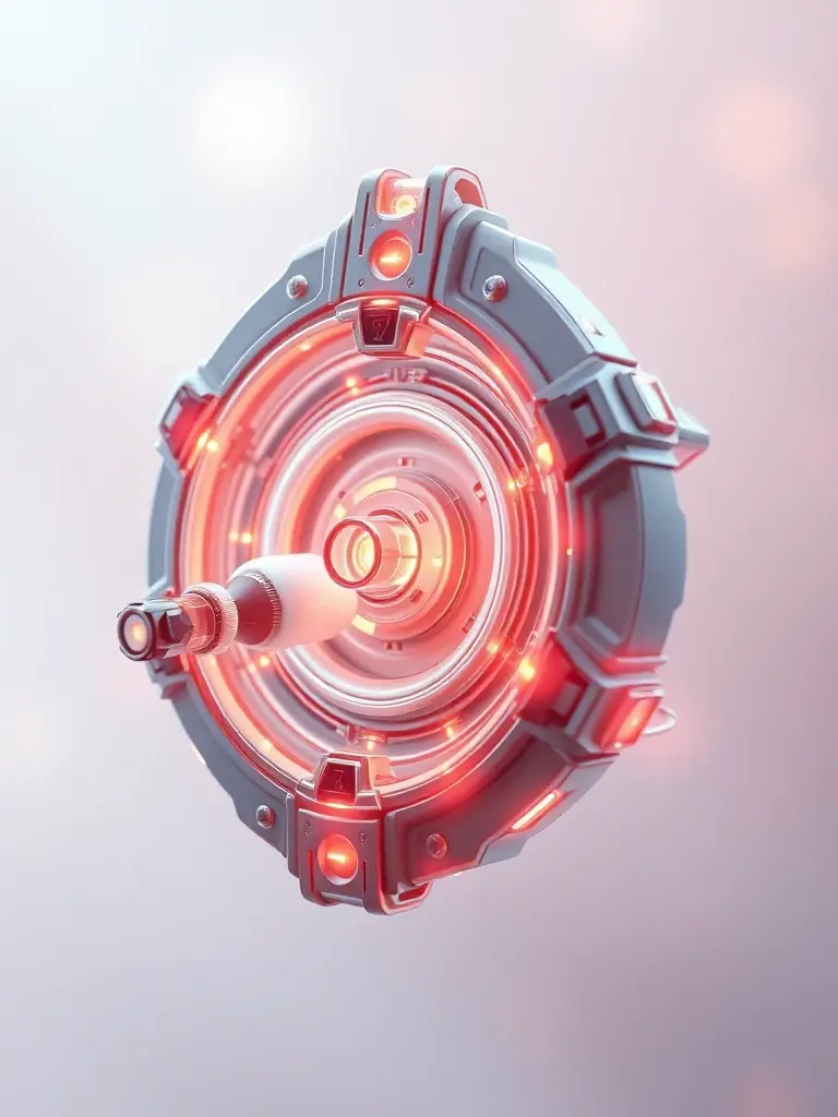 A 3D rendering of a biomedical device utilizing laser technology for targeted drug delivery, highlighting its precision and effectiveness.