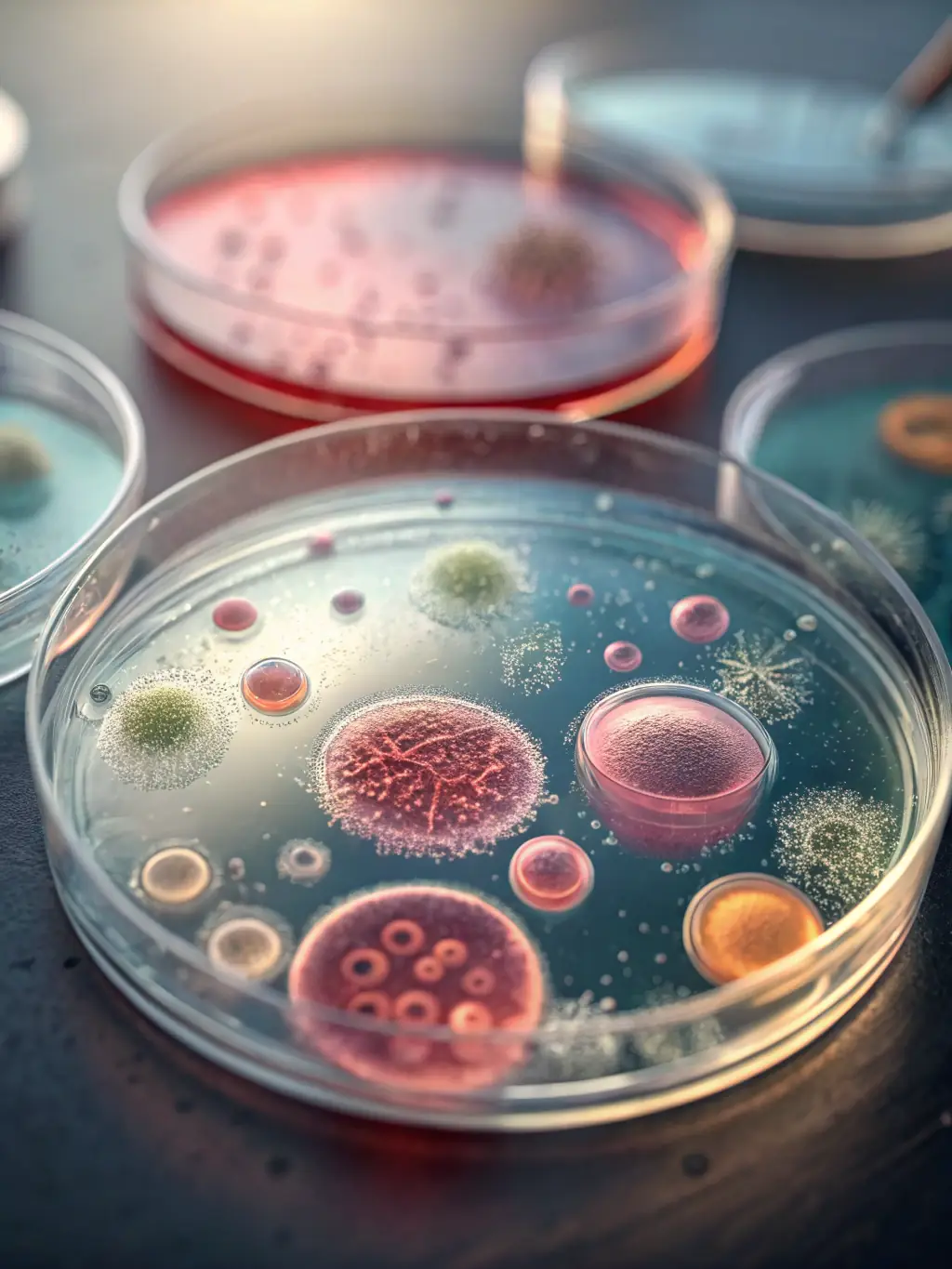 A high-resolution microscopic image of cells being analyzed using advanced laser technology, showcasing the precision of laser-based diagnostics.